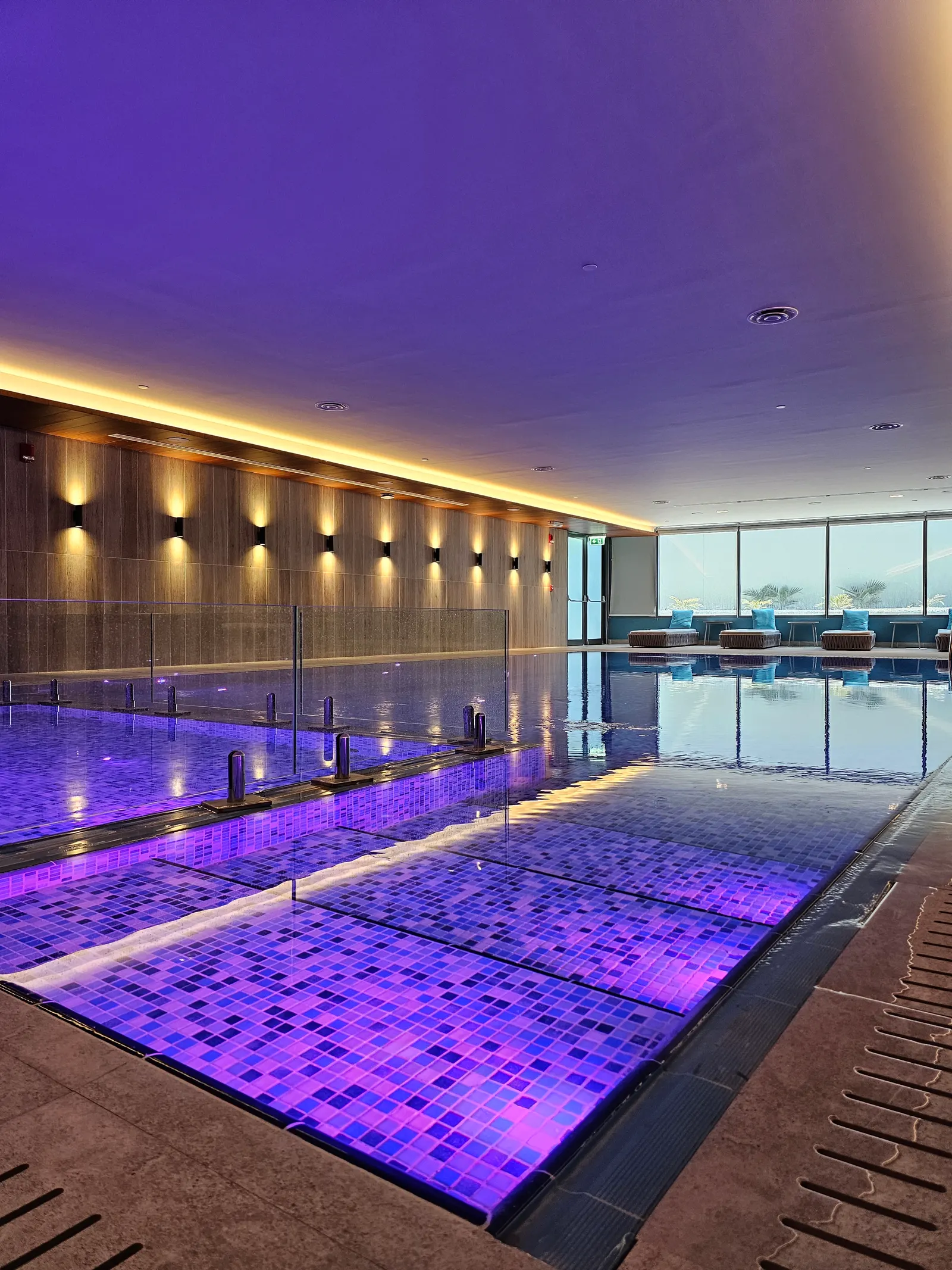 Mosaic floor of the lit pool