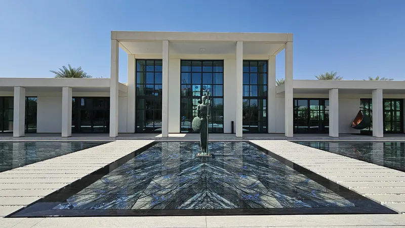 Reflecting pool in front of a palace facade