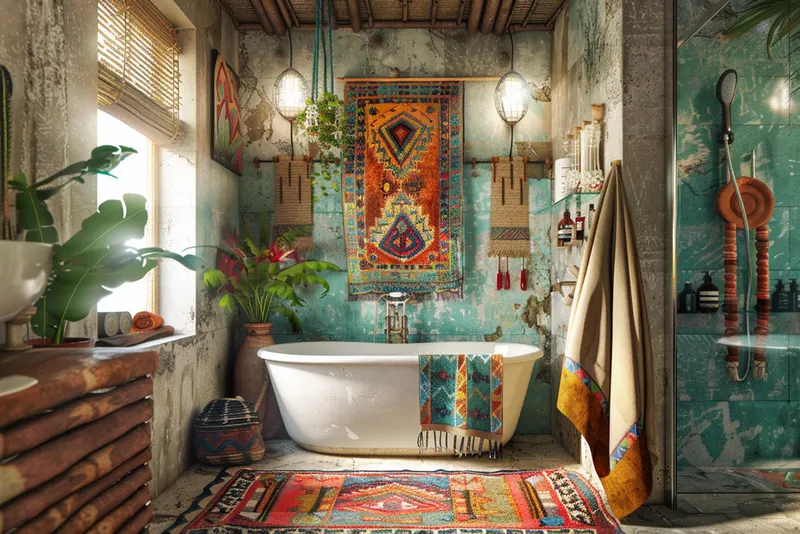 Moroccan bath finished in hand-made tile